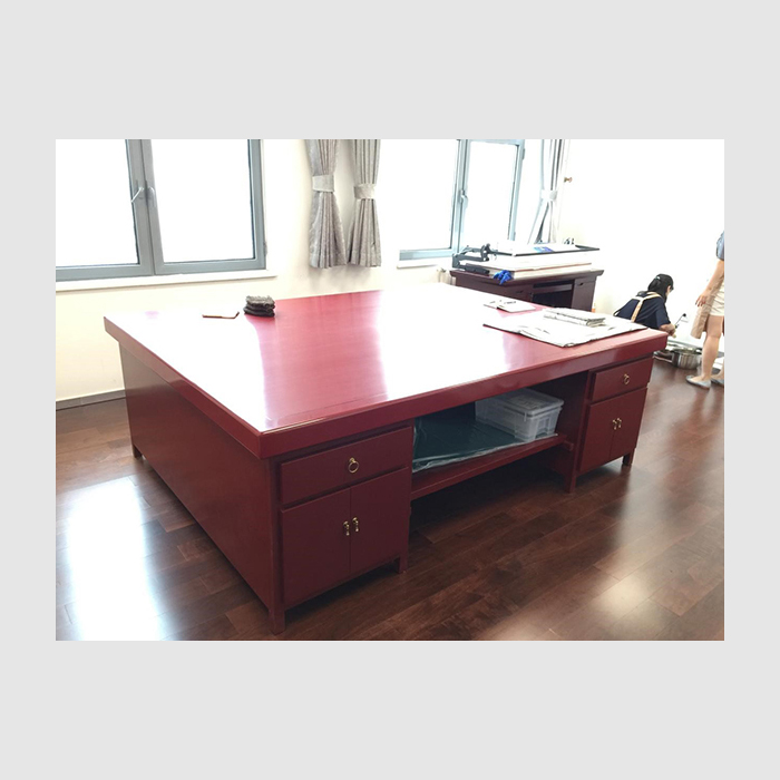 大红漆案裱糊台字画装裱桌