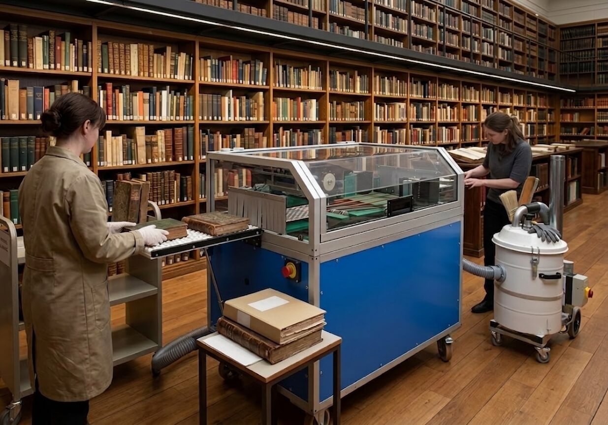 clean library books from dust